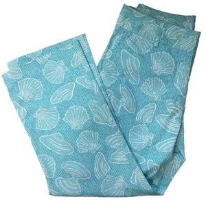 LILLY Pulitzer Seashell Print Cropped Pant Capri Cotton White Label Vintage